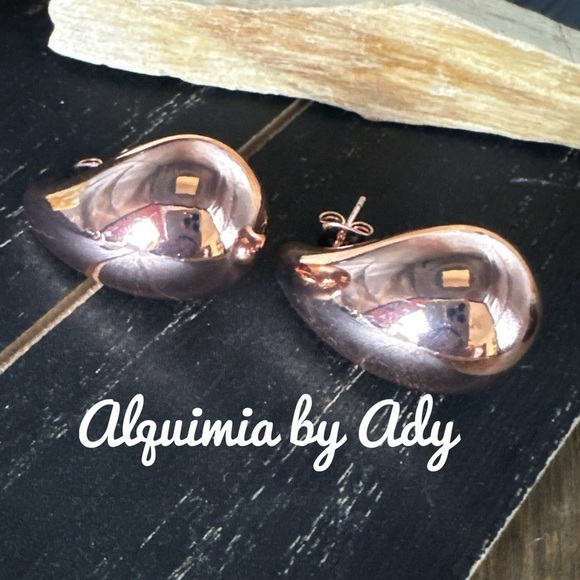 Alquimia by Ady Rose Gold Teardrop Earrings - Picture 1 of 1